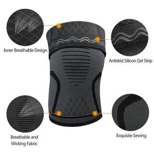 Genouillère de sport respirante en nylon tricoté élastique, genouillère de compression pour le basketball, support de genou - Product Image 3