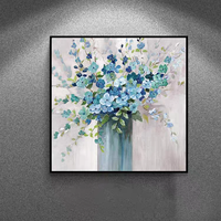 Peinture murale 100 % peinte à la main, motif floral abstrait, vagues océaniques, texture épaisse au couteau, peinture à l'huile sur toile, vente en gros
