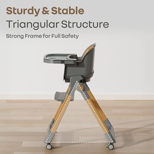 Silla Alta para Bebé de Madera Maciza Moderna y Elegante con Diseño Plegable para Uso en el Hogar, Sala de Estar y Cocina, de 6 Meses a 300 Libras - Product Image 2