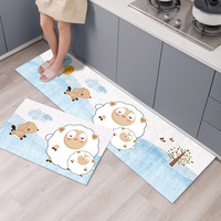Ensemble de 2 tapis de cuisine antidérapants, tapis de sol rembourrés anti-fatigue, lavables, imprimés de dessins animés, pour la maison, la cuisine, l'évier, le couloir, la décoration