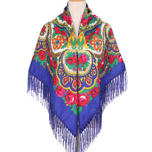 Vente en gros 2024 dernier châle à fleurs ukrainien 43 "carré traditionnel rétro Style russe imprimé femmes Bubushka Floral écharpe - Product Image 5