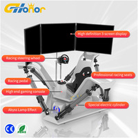 Simulador de asientos de movimiento de carreras 4D, juegos de entretenimiento, asiento de carreras de coches 5D, tres pantallas de conducción, máquina de juego de simulador VR