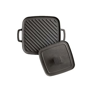 Padella <span class=keywords><strong>per</strong></span> <span class=keywords><strong>griglia</strong></span> reversibile in ghisa Pre-stagionata <span class=keywords><strong>con</strong></span> pressa <span class=keywords><strong>per</strong></span> <span class=keywords><strong>griglia</strong></span> pesante <span class=keywords><strong>per</strong></span> fornelli da cucina-impugnatura resistente - Product Image 2