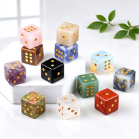 Dés en pierres précieuses polies avec points dorés pour jeux de société, cube en pierre naturelle pour décoration de bureau et collection