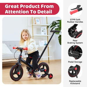 אופני איזון Brightbebe 5 ב-1 12 אינץ' מאלומיניום לילדים, צעצוע רכיבה חיצוני, תקן EN, יוניסקס, לגילאי 2-4 שנים - Product Image 3