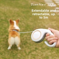 Laisse de chien rétractable automatique avec poignée ABS, verrouillage à un bouton, ruban en nylon, pour chiens de petite et moyenne taille, promenade en extérieur