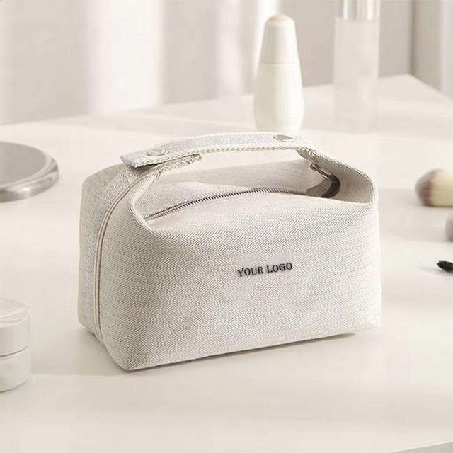 Custom Natural Plain Canvas Cotton Hemp Jute Makeup Cosmetic Bag Wholesale Travel Reusable Durable Cosmetic Bag for Women