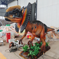 Statue de dinosaure mécanique animatronique grandeur nature Dilophosaurus, à mouvement automatique, avec moteur à capteur, pour parc à thème Dino, à vendre