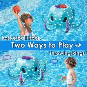 Set de Baloncesto Inflable para Piscina con Forma de Pulpo y Juego de Lanzamiento de Anillos, Material de PVC, Plegable y Ligero, para Todas las Estaciones - Product Image 2