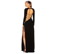 D120 Phụ Nữ Sexy Hollow Out Bind Đảng Dài Evening Dress