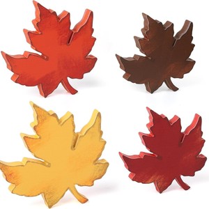 Ornement en bois en forme de feuille d'érable, ensemble de 4 pièces, MDF, décoration sur le thème de l'automne, décoration de table pour la fête de Thanksgiving - Product Image 5