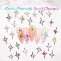 Nouvelles décorations pour ongles en alliage, style punk, avec strass, motifs soleil, croix et étoile à 4 branches, en 3D