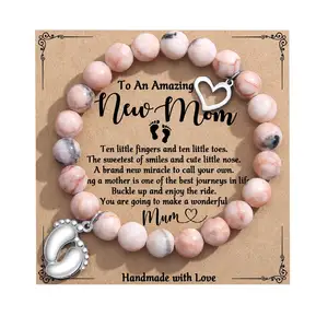 Muttertagsgeschenke rosa kristall-natur-Rhodokrosit-Stein-Armband 8mm Erster Müttertag Perlenarmband für neue Mama Mami Mama