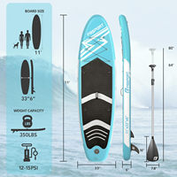 Planche de paddle gonflable extra large pour débutants, 8 pieds, 11 pieds, avec accessoires complets pour le surf en vagues