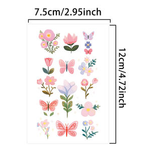 1 Set <span class=keywords><strong>de</strong></span> 6 Feuilles <span class=keywords><strong>de</strong></span> <span class=keywords><strong>Tatouages</strong></span> Temporaires Colorés à Paillettes Autocollant Mignon Dessert et Fleur <span class=keywords><strong>de</strong></span> Dessin Animé Tatouage Imperméable pour Visage Bras Jambe - Product Image 2