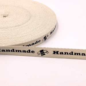 <span class=keywords><strong>Ruban</strong></span> de coton à chevrons <span class=keywords><strong>sergé</strong></span> blanc de 1 pouce avec logo personnalisé avec lettres imprimées - Product Image 4