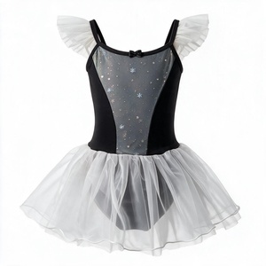 Maillot de Ballet para Niñas con Tutú, Vestido de Danza con Volantes en el Hombro, Cuello Cuadrado Brillante, Ropa para Actuaciones y Entrenamiento - Product Image 6