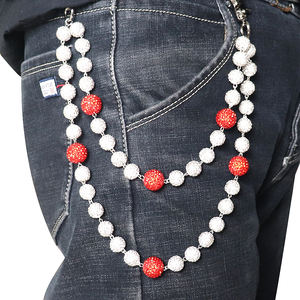 العديد من الاسلوب مخصص ديسكو الكرة مطرز حقيبة قلادة الطبقات الجينز سلاسل حجر الراين الخرز سلسلة حزام للرجال والنساء - Product Image 2