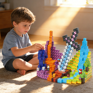 Ensemble de 100 blocs de construction magnétiques, jouets éducatifs sensoriels Montessori, <span class=keywords><strong>jeux</strong></span> magnétiques de voyage pour enfants, garçons et filles - Product Image 1