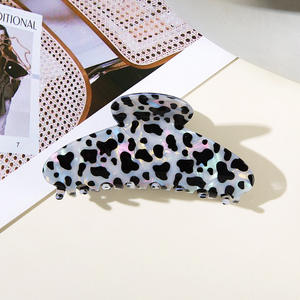 Pince à cheveux verticale grande taille en acrylique imprimé léopard style coréen, nouvelle mode, pinces requin - Product Image 5