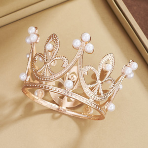 Petite couronne en alliage à motif floral pour décoration d'emballage, accessoire de coiffure pour défilé d'enfants, accessoire de gâteau d'anniversaire, petit doigt - Product Image 5