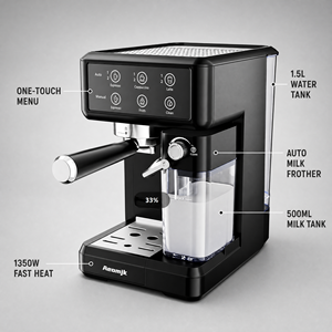 CM5320 เครื่องชงกาแฟเอสเพรสโซกึ่งอัตโนมัติ นมอัตโนมัติ ถังน้ำ 1.5 ลิตร ภาชนะใส่นมแบบถอดได้ 500 มล. แรงดัน 12 บาร์ ความจุ 6 ถ้วย - Product Image 1