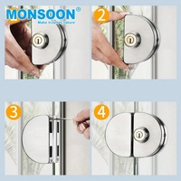 Poignée de porte en verre moderne pour salle de bain, porte coulissante, fer lourd, cylindre pivotant, sans cadre, installation facile, personnalisable