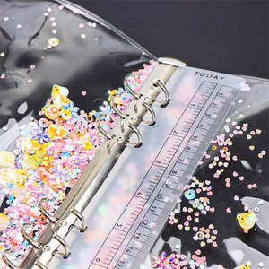 Acewooh A5 A6 A7 Refillable Tạp Chí Chất kết dính Bìa Cát chảy PVC máy tính xách tay vỏ Snap đóng cửa 6 nhẫn rời Lá Chất kết dính thư mục - Product Image 2