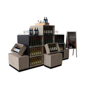 Présentoir à vin autoportant en bois, grande capacité, design amovible, durable et écologique pour supermarché - Product Image 3