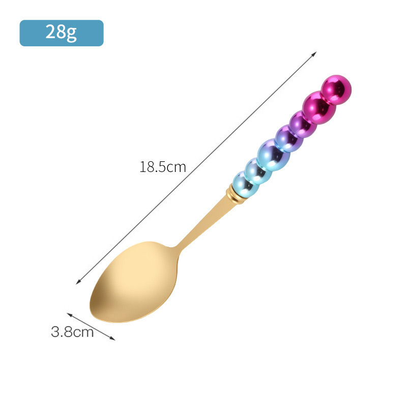 Rainbow 7 beads handle big spoon-1.2mm 6pc card bag