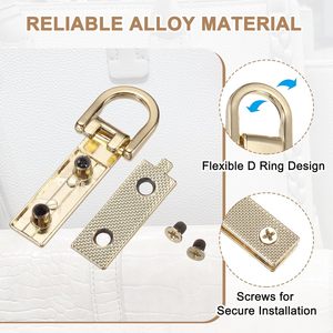 Boucle de fixation latérale pour sac, fermoirs métalliques pour suspension de sac à main, connecteur de chaîne de sac à main avec anneau en D - Product Image 3
