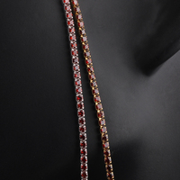 Elegan 14K emas diisi 2mm cangkir rantai tenis rantai dengan 4 pengaturan cakar Garnet Zircon untuk DIY kalung gelang membuat perhiasan