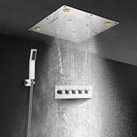 Ensemble de douche portable multifonction moderne de 24 pouces, salle de bain carrée chromée, douche de pluie murale