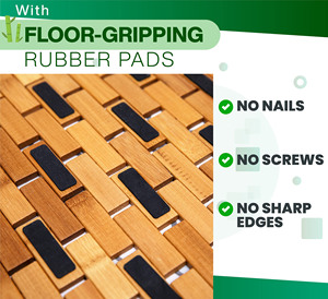 Tapis de douche en bambou naturel antidérapant pour intérieur ou extérieur, tapis de bain en bambou pour douche, tapis de douche pliable imperméable pour baignoire, sauna - Product Image 4