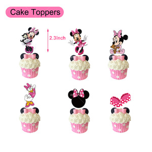 Décorations de fête d'anniversaire <span class=keywords><strong>Minnie</strong></span> Mouse, ballons, bannière, décoration de cupcakes, fournitures de fête d'anniversaire pour enfants, décorations pour bébés - Product Image 6