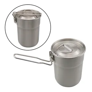 Outdoor Convenient Coffee Cup With Ventilated Cover Camping Foldable Water Cup Lightweight 304 Stainless Steel Cooking Pot