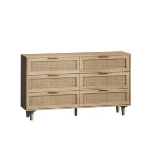 Armoire de rangement en rotin à 6 tiroirs 51,18 pouces pour chambre à coucher/salon, rotin naturel, meuble de maison (SKU W757P198980) - Product Image 3