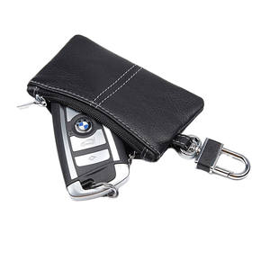 Porte-clés et porte-monnaie antivol en cuir véritable pour homme - Style vintage - Product Image 1