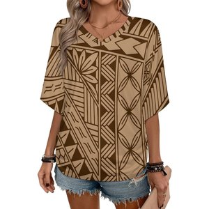 T-shirt da donna Plus-Size su misura con Logo personalizzato stile estivo da donna a maniche corte stile t-shirt polinesiano - Product Image 1