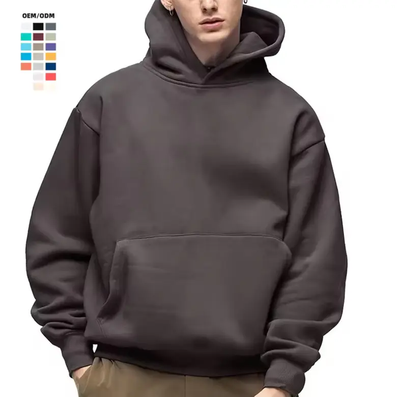 Épais lourd blanc à capuche goutte épaule hommes sweat 380 360 320 Gsm Logo personnalisé français éponge lourd surdimensionné à capuche