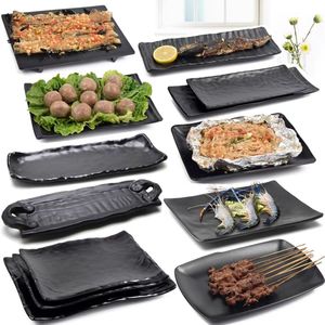 Set di Piatti per Sushi in Melamina Stile Giapponese, Piatto per Salse Infrangibile per Ristorante, Piatto per Antipasti, Piatto Rettangolare Nero per Servire Sushi - Product Image 3