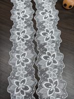 Large bordure en dentelle blanche de 9,5 cm, motif floral à six pétales, festonnée, brodée, pour robe de soirée, rideau, couture DIY, artisanat en dentelle