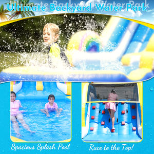 Çift şeritli şişme su kaydırağı PVC su kaydırağı kuru ıslak şişme slayt büyük sıçrama havuzu ve tırmanma ile - Product Image 5