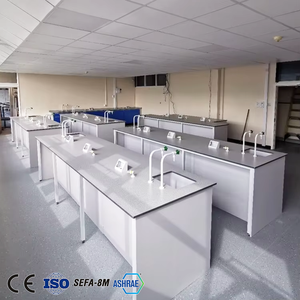 เฟอร์นิเจอร์ห้องปฏิบัติการพร้อมตู้ติดผนัง โต๊ะปฏิบัติการติดผนังพร้อมตู้แขวนและชั้นวางสารเคมี - Product Image 4