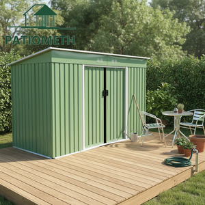 Abri de jardin en métal Patiometh 9' x 4' avec toit incliné pour cour, vélo, patio, <span class=keywords><strong>garage</strong></span>, pelouse, vert - Product Image 1