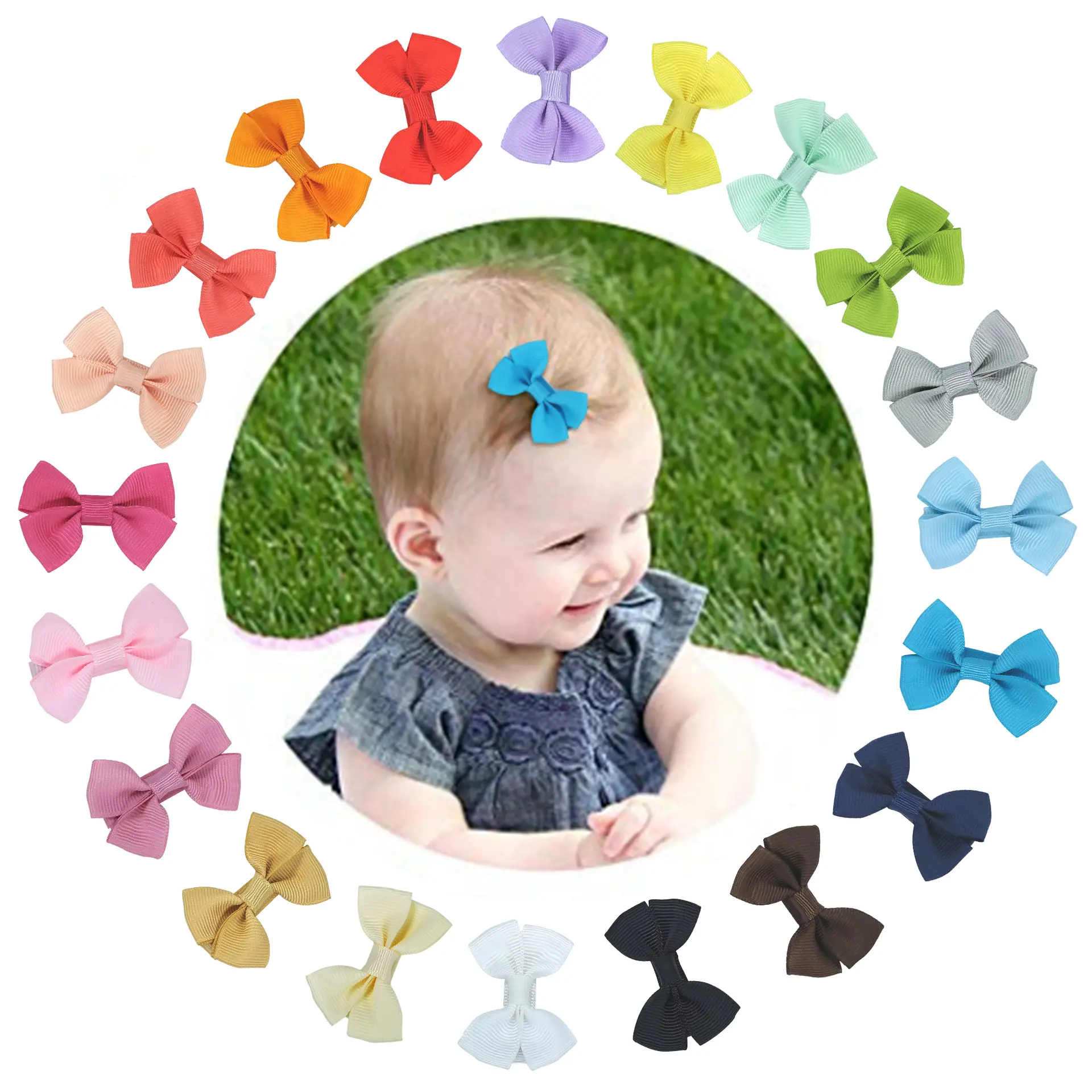 Eco-friendly Oeko-tex Kids Accessories Jojo Siwa Bow Solid Color Baby Hair Clip Hair Ribbon For Girls