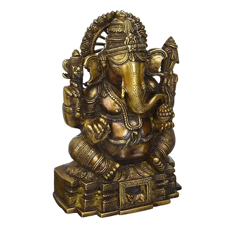 Benutzerdefinierte Luxus Hand Geschnitzte Metall Bronze Messing Hindu Gott Ganesha Statue Skulptur Für Verkauf