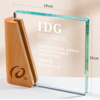 Trophée en cristal de verre carré avec livre d'autorisation, gravure personnalisée sur bois, texte, logo, prix d'entreprise, trophées honoraires