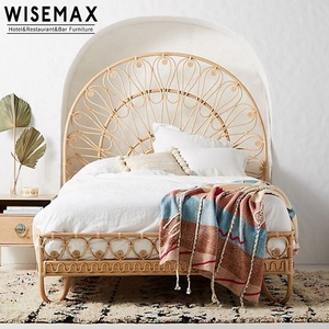 WISEMAX FURNITURE Nouveau design Ensemble de meubles de chambre à coucher <span class=keywords><strong>en</strong></span> <span class=keywords><strong>rotin</strong></span> naturel <span class=keywords><strong>Lit</strong></span> <span class=keywords><strong>double</strong></span> <span class=keywords><strong>en</strong></span> <span class=keywords><strong>rotin</strong></span> tressé moderne Utilisé pour l'hôtel - Product Image 4