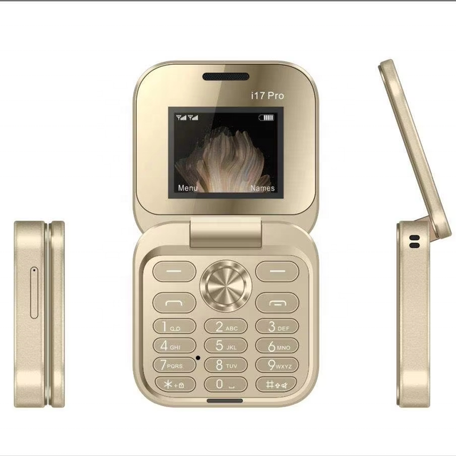 Best Selling I17 Pro New Design Portable Global Mobile Folding Flip Phone 1.77 Inch Dual SIM Standby Cheap Features Mobile Phone